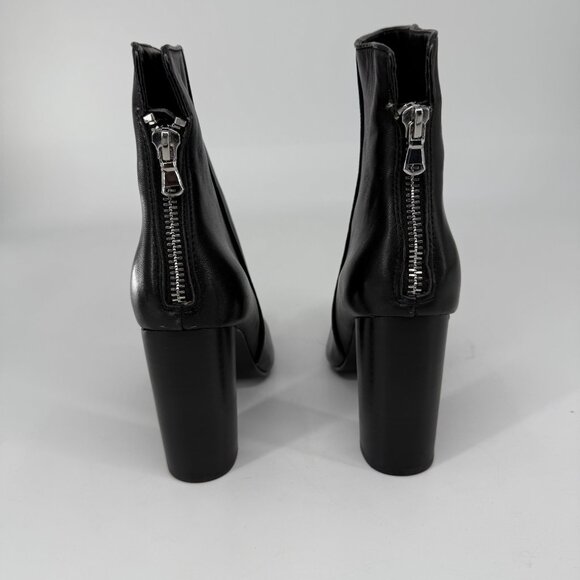 Black Leather Heeled Ankle Boots With Back Zippers - Size 8M - Picture 7 of 9